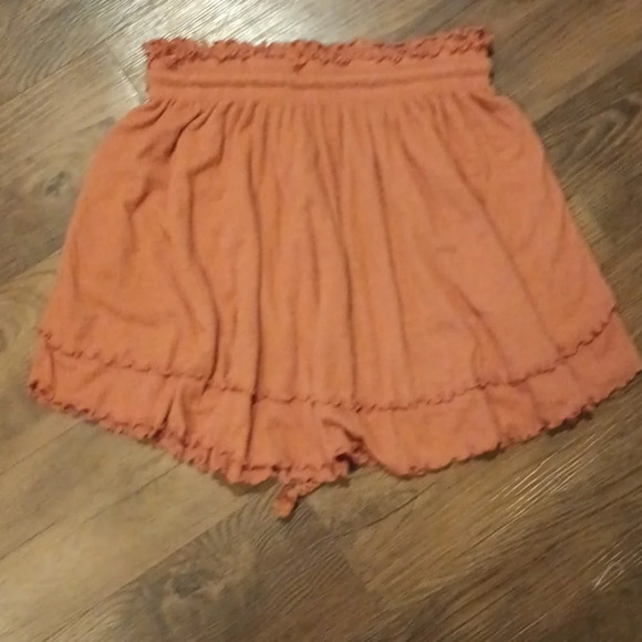 Free People Beach Burnt Orange Ruffle Layered Mini Skirt A31 - Picture 6 of 6